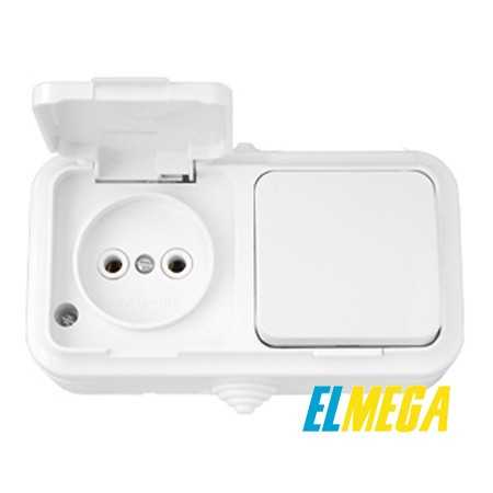Выключатель 1-й и розетка IP54 В-РЦ-653 Пралеска Выключатель 1-й и розетка IP54 В-РЦ-653 Пралеска