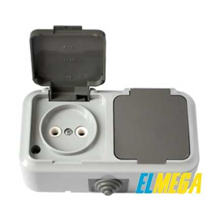 Розетка 2-я IP54 РА16-302 (серая) Пралеска Розетка 2-я IP54 РА16-302 (серая) Пралеска