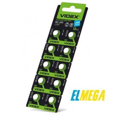 Батарейка часовая Videx AG3 (LR41) blister card 10 pcs