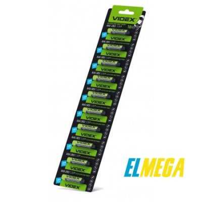 Батарейка щелочная Videx LR03 AAA 10x1pcs отрывной blister card