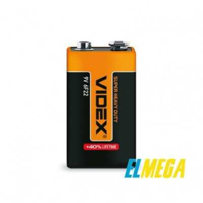Батарейка солевая Videx 6F22 9V (Крона) 1pcs shrink
