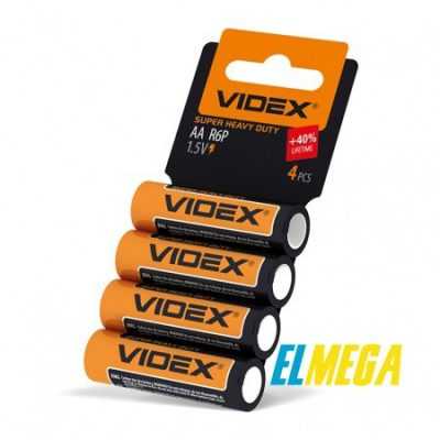Батарейка солевая Videx R6P AA 4pcs shrink card