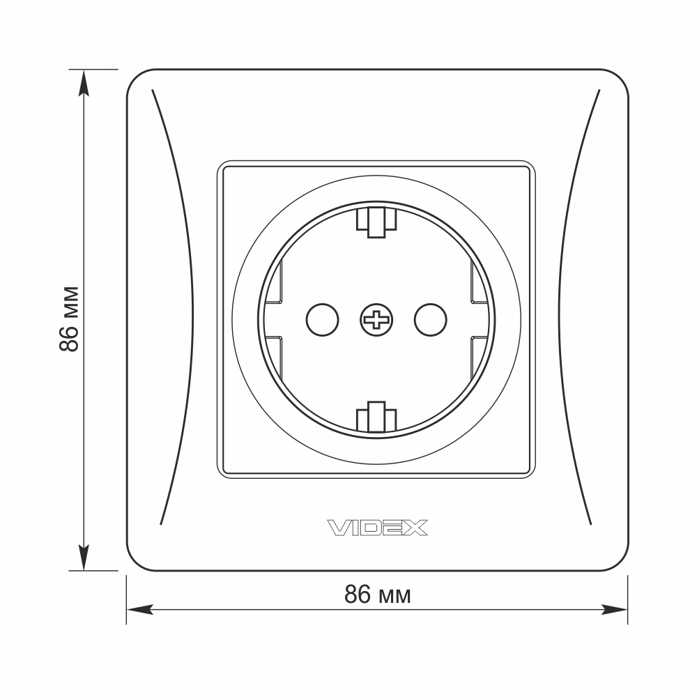 vf-bnsk1g-w_drawing-1 Розетка 1-я с заземлением Videx Binera белая