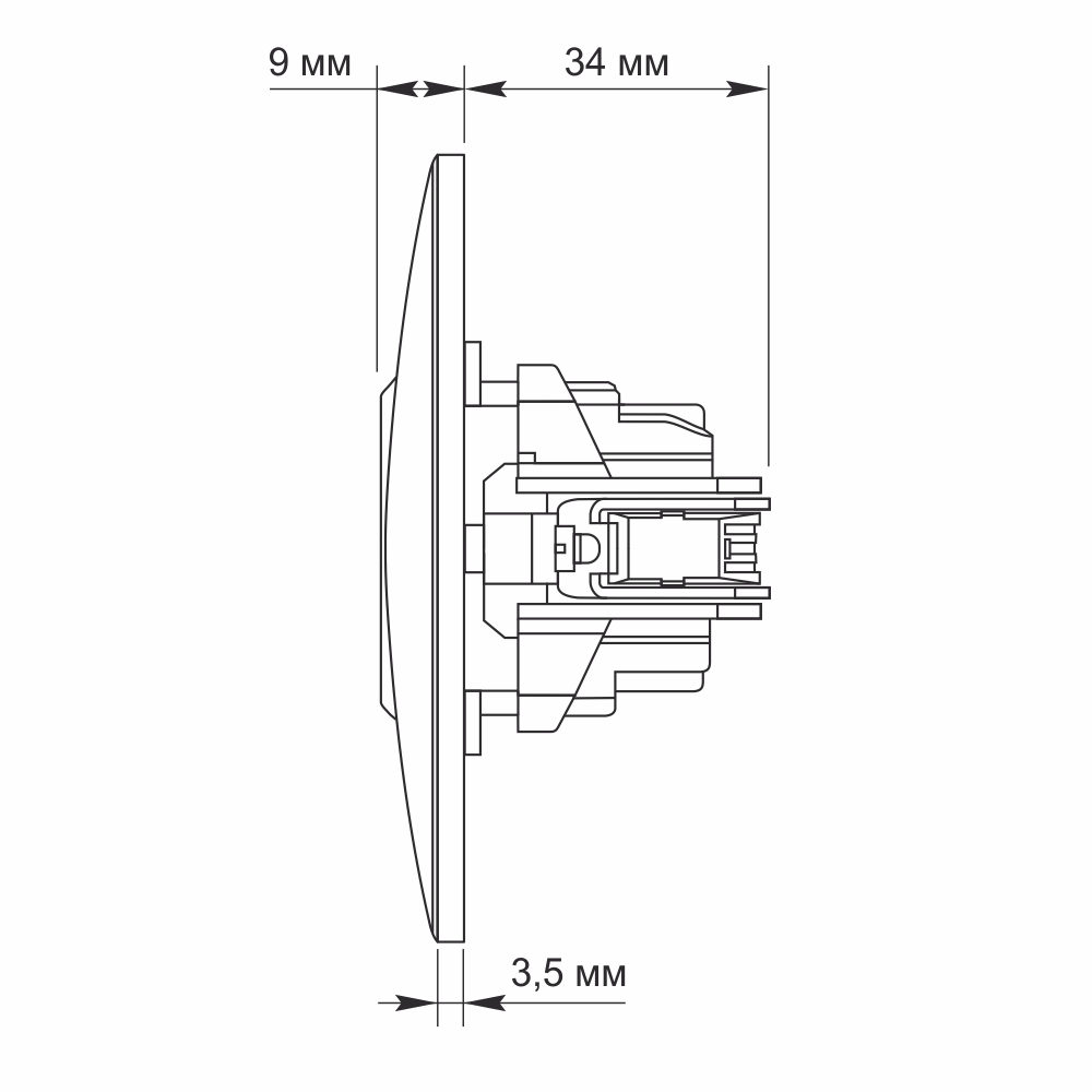 vf-bnsk1g-w_drawing-2 Розетка 1-я с заземлением Videx Binera белая