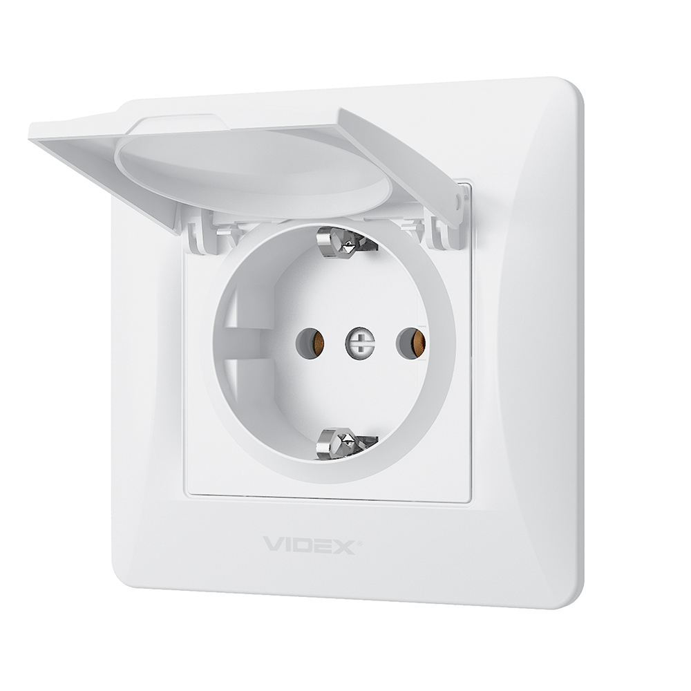 vf-bnsk1gc-w_-perspective_1 Розетка 1-я с заземлением и крышкой Videx Binera белая
