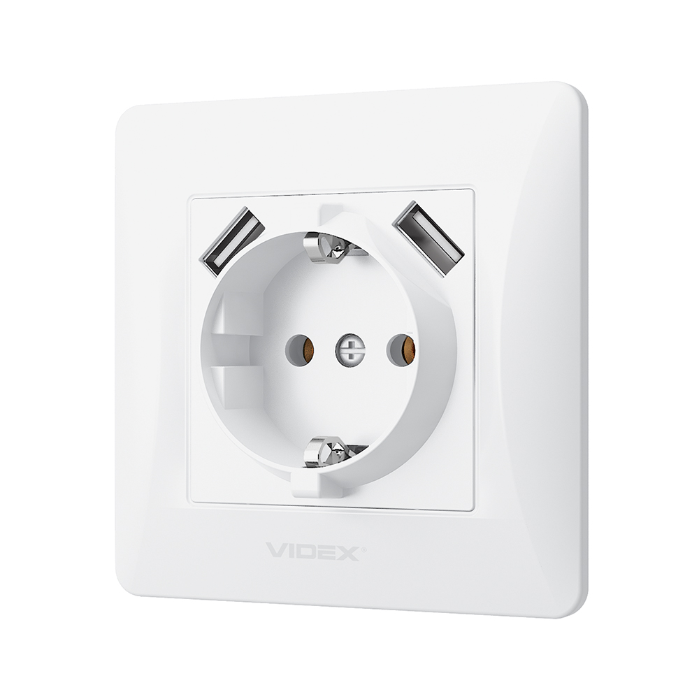 vf-bnsk1gu2-w_perspective_1 Розетка 1-я с заземлением и двумя USB Videx Binera белая