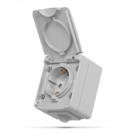 VIDEX BINERA IP65 Розетка наружная 1ая с заземлением серая Розетка 1-я с заземлением Videx Binera наружная IP65