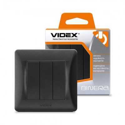 Выключатель 3-клавишный Videx Binera черный