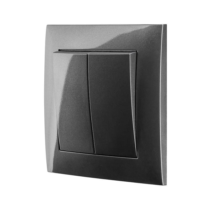 Вимикач двоклавішний MARSHEL IDEAL VS10-300 Graffite 1 (копия) Выключатель 2-клавишный MARSHEL Ideal графит
