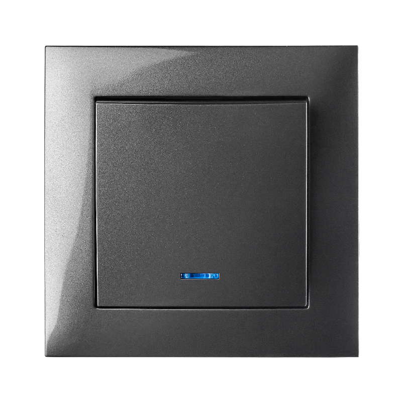 Вимикач одноклавішний MARSHEL IDEAL VS10-299 LED підсвічуванням Graffite 1 (копия) Выключатель 1-клавишный с подсветкой MARSHEL Ideal графит