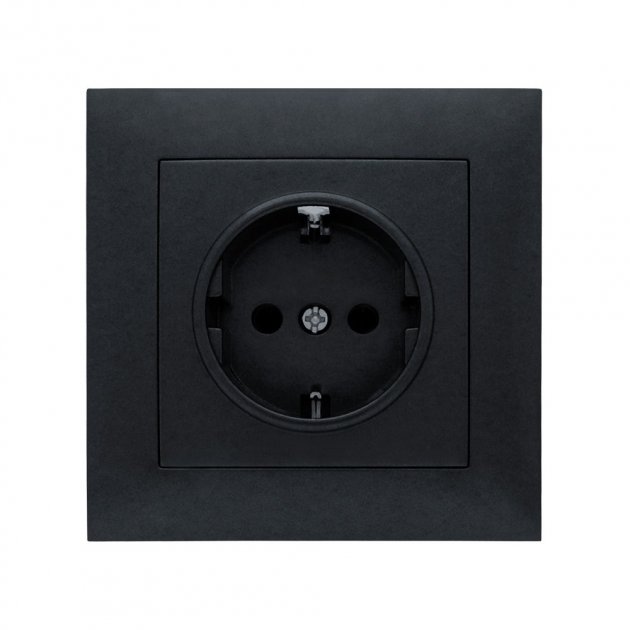 Розетка 1-я с заземлением MARSHEL Ideal черная (RS16-479-B) 1