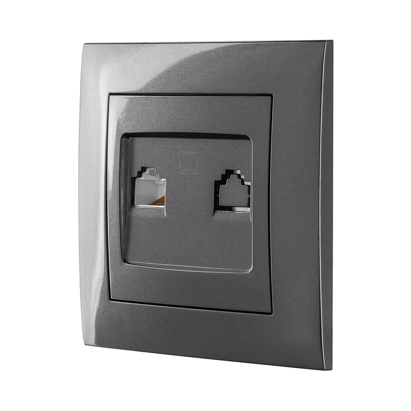 Розетка комп_ютерна MARSHEL IDEAL RC-485 Graffite 1 (копия) Розетка компьютерная MARSHEL Ideal графит
