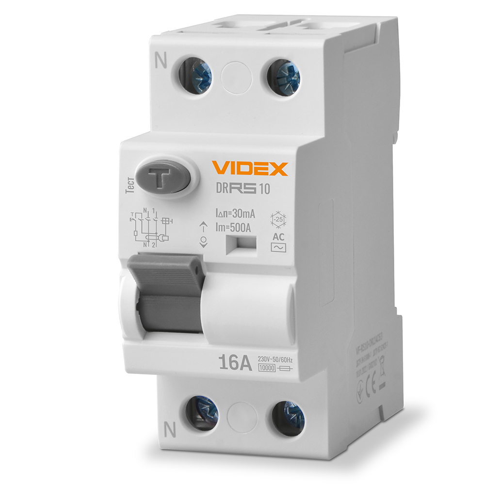 vf-rs10-dr2ac16_3 Пристрій захисного відключення Videx 2P 16A тип AC 30mA
